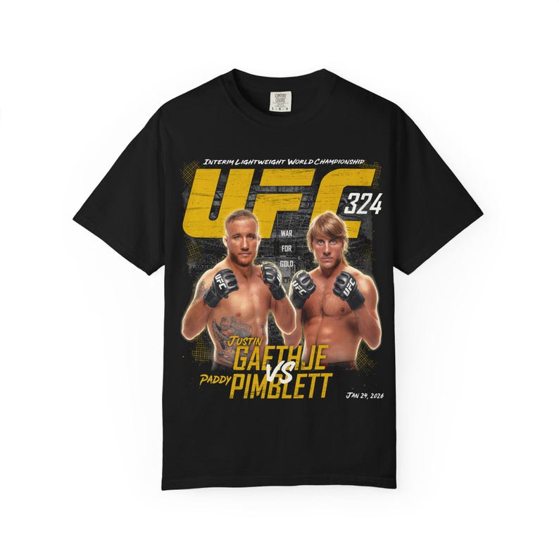 

UFC 324 Gaethje vs Pimblett T-Shirt | Fight Night Poster Tee | MMA Retro Graphic Unisex T-Shirt XL