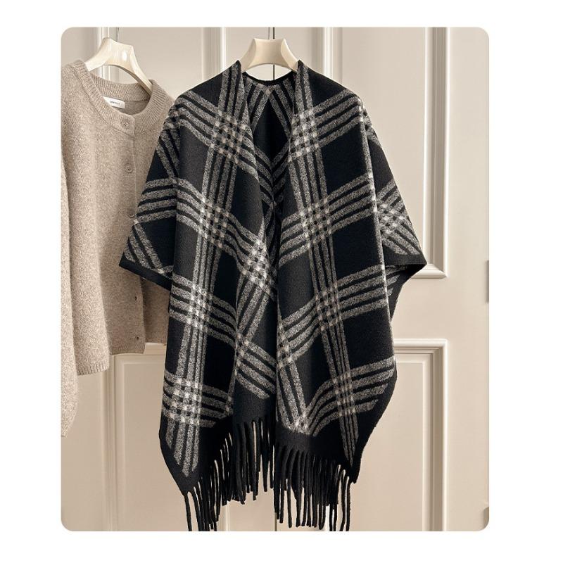 Vintage British Style Fringe Scarf For Women Winter Warm Shawl