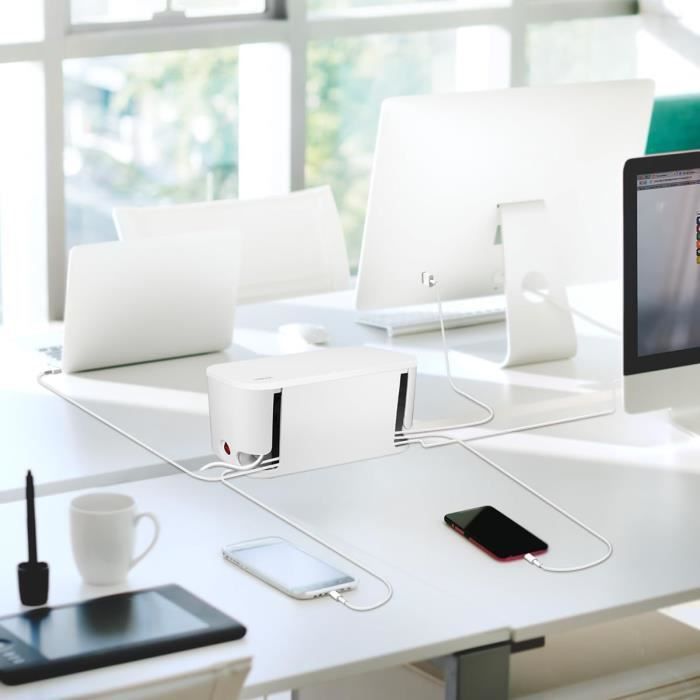 Boîtier de câbles avec multiprise - LogiLink - 5 prises - 4 prises CEE 7/3 - 3 ports USB - Blanc