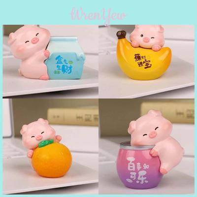 Fruit Pig Resin Craft Car Decor Cute Tabletop Figurine For Gifts And Collectors