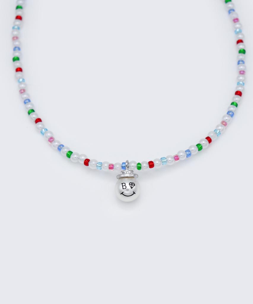 Bonbeau Smile Pearl Pendant Color Beads Necklace