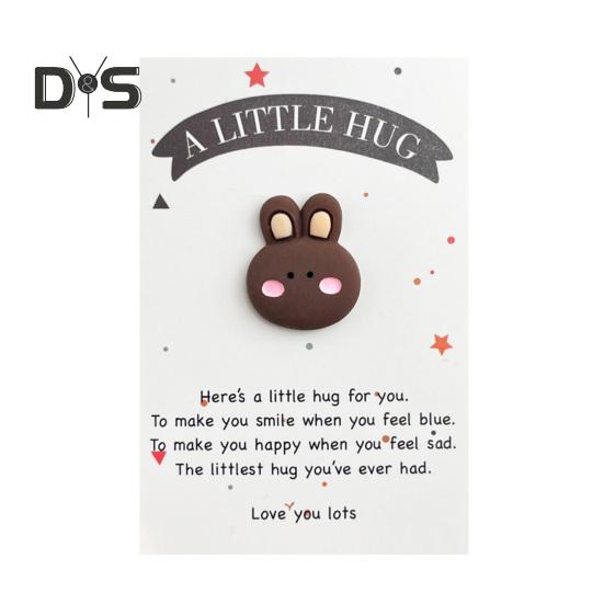 Pocket Hug Rabbit Card Little Pocket Bunny Ornament with Positive Card Pocket Hug Token Inspirational Bunny Card for Family Friends Employee