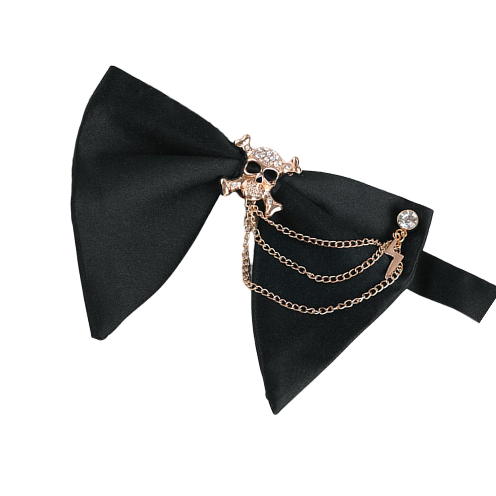 

Мужской элегантный черный галстук-бабочка большого размера с жемчужной цепочкой, регулируемый, предварительно завязанный галстук-бабочка в форме рога, галстук для смокинга, для свадебной вечеринки 4