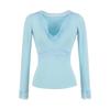 Elegant Deep V-Neck Long-Sleeve Slim-Fit Lace Patchwork Top - Spring/Summer 2026