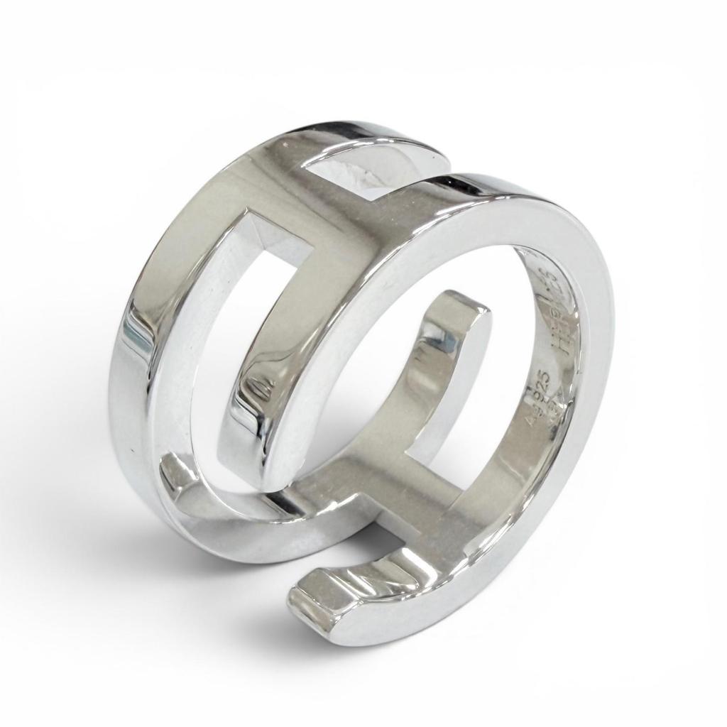 Excellent HERMES Ring Ring H Symbol Ring, Finger Ring, Accessory Silver AG925 48 Used