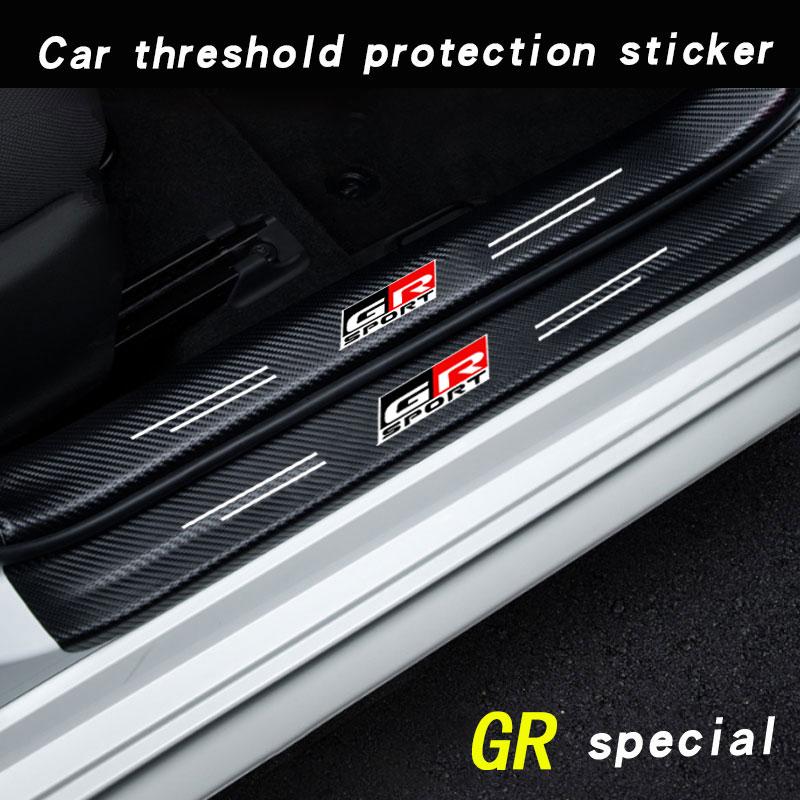 Car Sill pedal Rear Bumper Protection Stickers For Toyota GR Sport Gazoo Racing Yaris 86 Corolla Hilux Supra C-HR Accessories