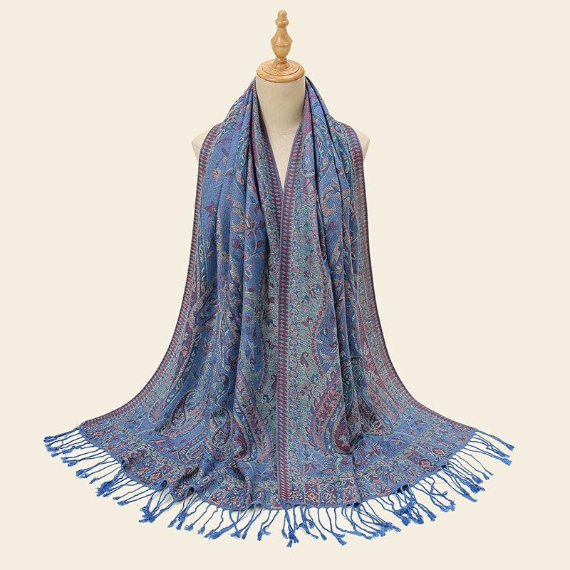 Classic Ethnic Style Jacquard Cashew Polyester Long Scarf with Literary Retro Women's Versatile Scarf Fashionable Elegant Shawl