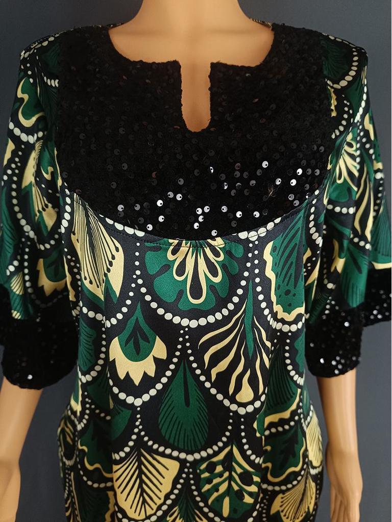 African Plus Size Satin Beaded Long Burqa Dress for Women, Style 8098