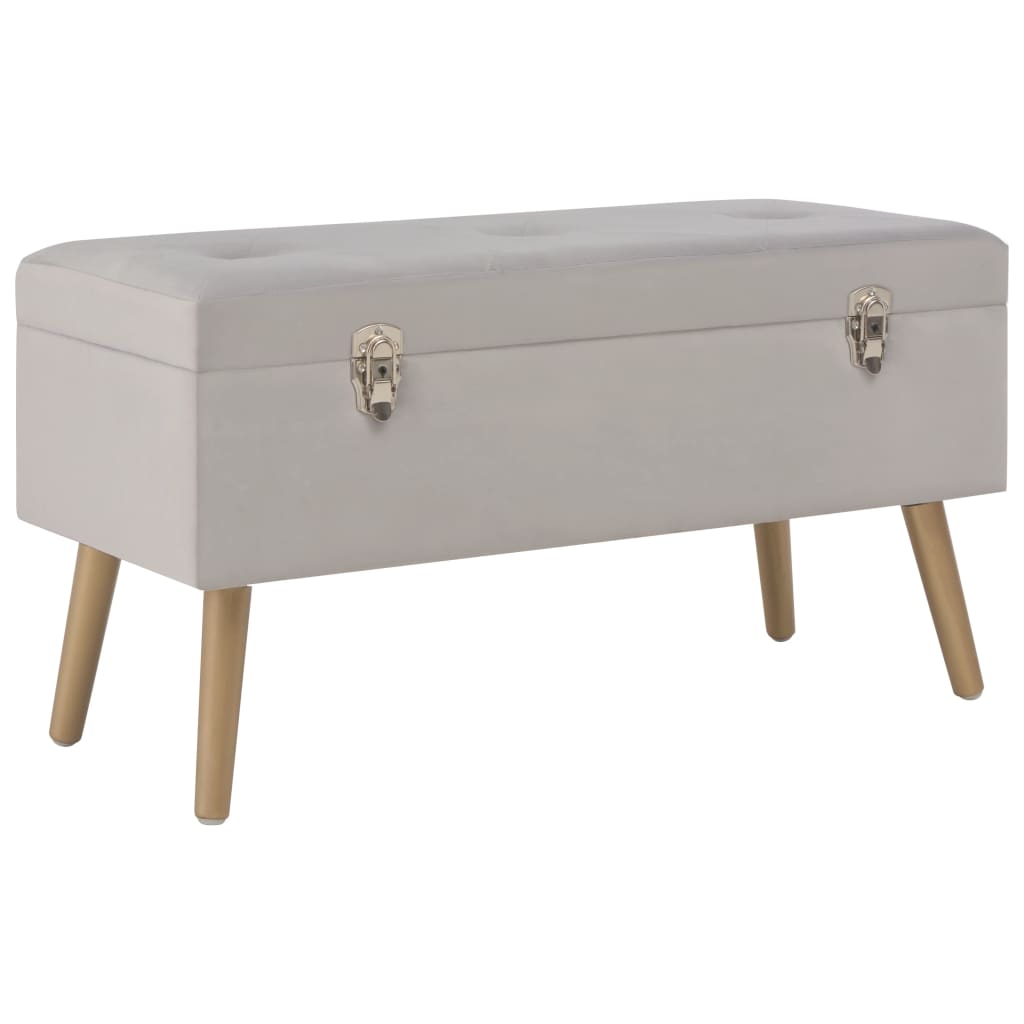 80 cm Gray Velvet Storage Bench