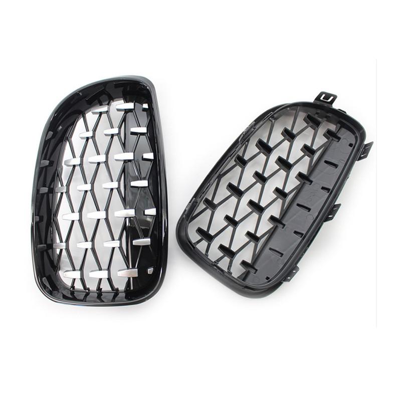 2PCS For BMW 1 Series E87 E81 E82 E88 2008-2011 Left&Right Diamond Style Grille Car Grille Front Bumper Kidney Grill ABS Parts