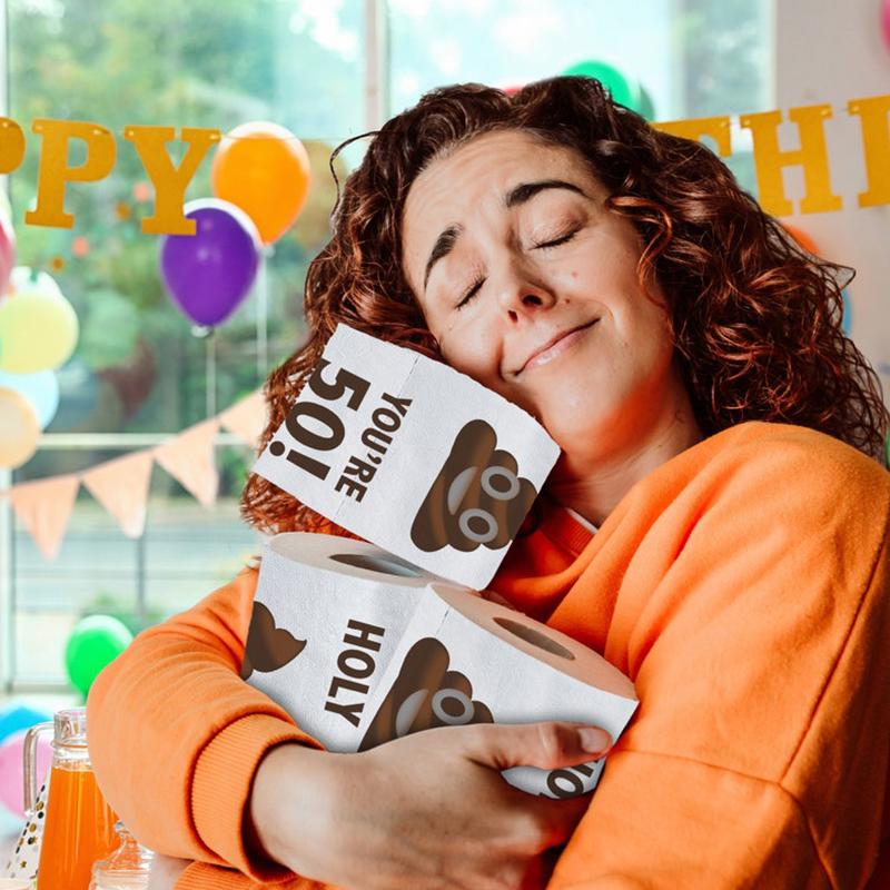 

Салфетка Украшение вечеринки Бумажное полотенце с принтом Забавные рулоны на день рождения Рулон туалетной бумаги