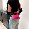 New Style Women's Small Square Bag Embossed Solid Color Shoulder Bag