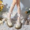 Bow Calf Socks Ultra-thin Lace Slim Leg Socks Children Spring and Summer Cute Lolita Sexy Fishnet Socks