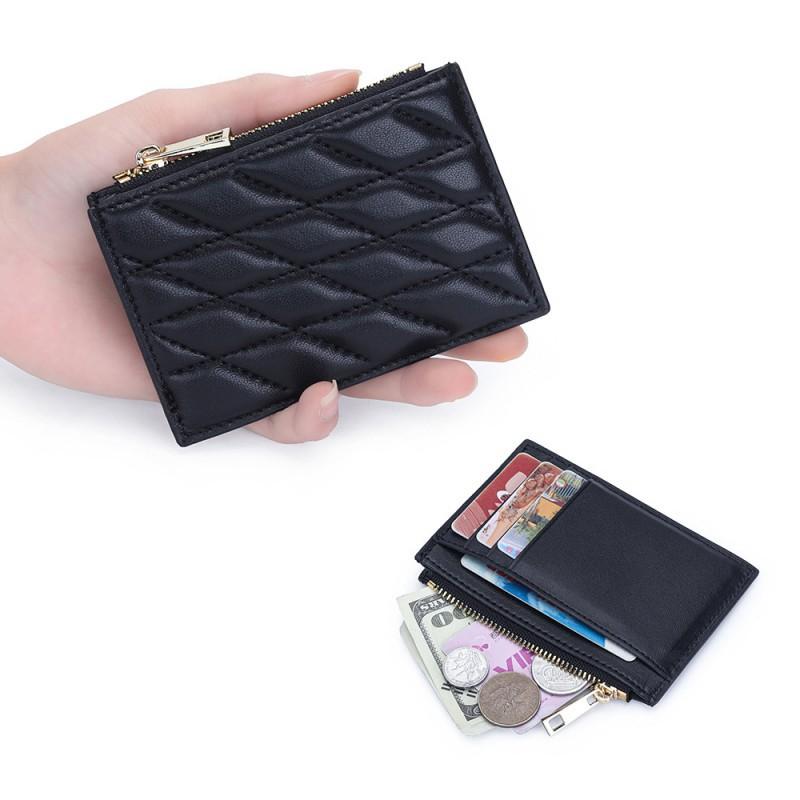 Leather Women's Mini Change Purse Multi-card ID Card Storage Bag Sheepskin Embroidery Driver's License Holder