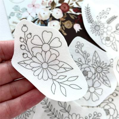 Flowers and Ocean Embroidery Pattern Stitching Embroidery Paper DIY Sewing Supplies Colorful Water Soluble Paper Handmade