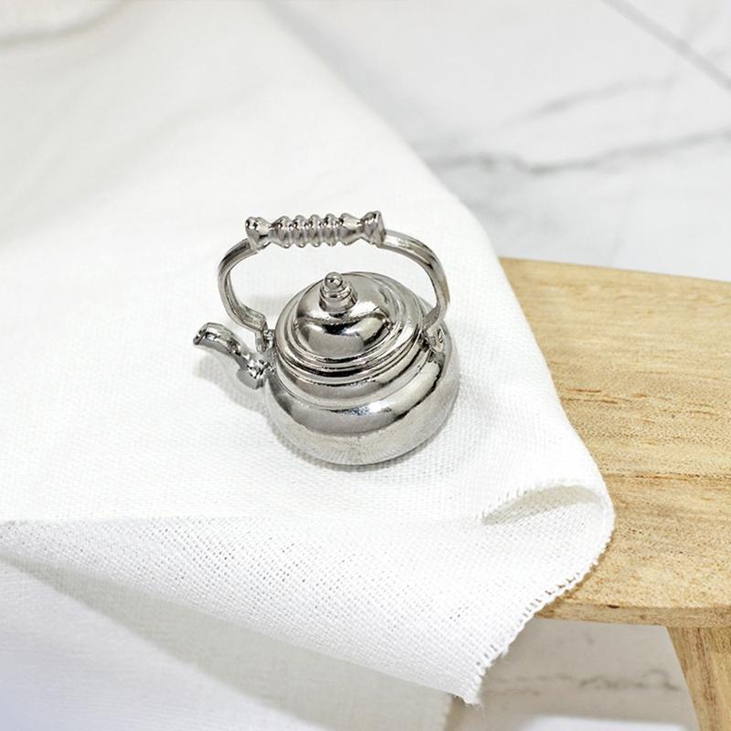 Miniature Food Scene Model 1:12/ 1:6 for Doll House Small Kitchen Accessory Mini Alloy Kettle Small Chic Mini Kettle Mod