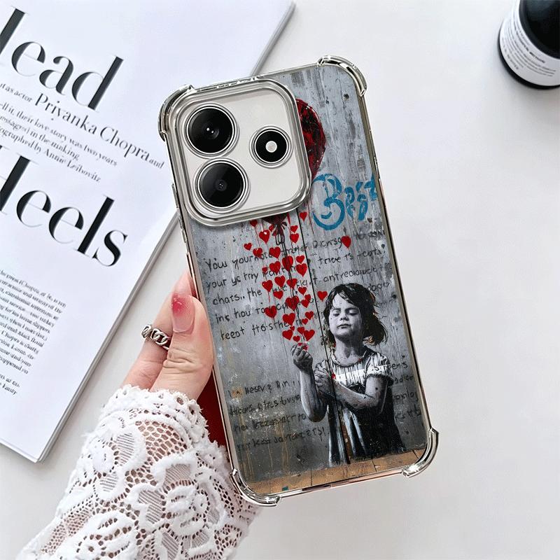 B-Banksy Art Graffiti Artist Plating Phone Case For Xiaomi Redmi Note 14 15 Pro Plus 13 12 11 11S 11T 10 9S 9 5G Anti-Fall Airab
