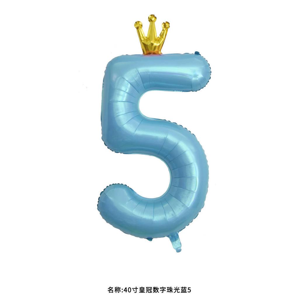 42-Inch Large Pink Crown Aluminum Film Digital Balloon Children'S 1St Birthday Party Decoration Photo Props