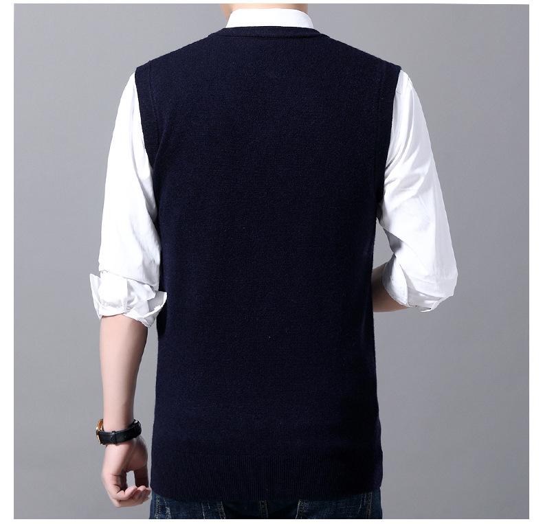 Herren Uni Wollweste mit V-Ausschnitt: Herbst-/Winter-Strickjacke für die Freizeit für mittlere und ältere Menschen