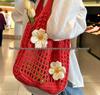 Seaside Crochet Cotton Mesh Bag - Large Capacity, Lazy Summer Style for Women