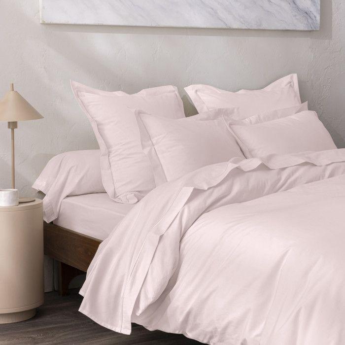 Housse de couette percale de coton peigné "Julian" toutes dimensions Coton Pur - Julian Rose - Housse de couette 240 x 220 cm