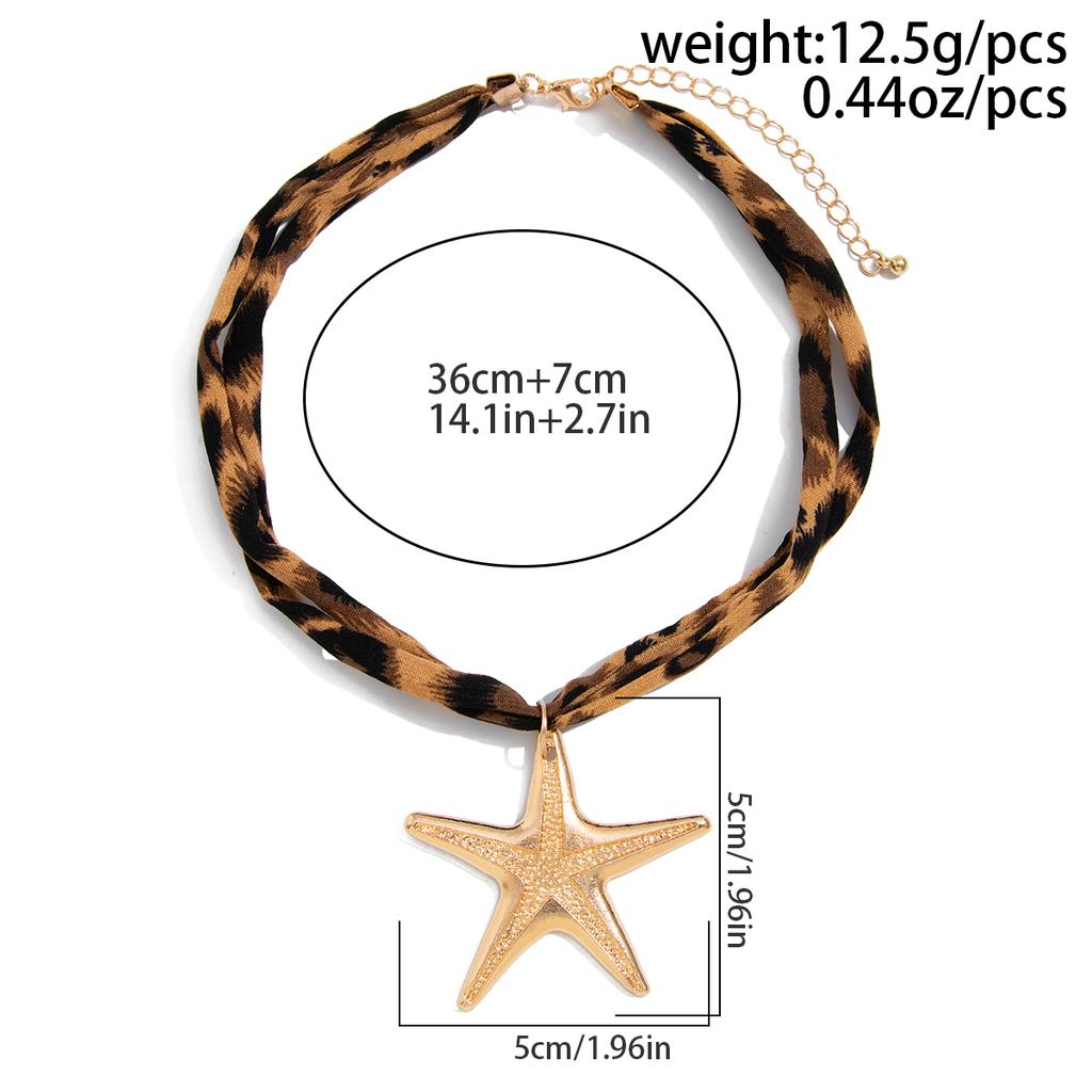 Ethnic Multilayer Velvet Chain Necklace Women  Fashion Metal Conch Starfish Heart Pendant Neck Jewelry