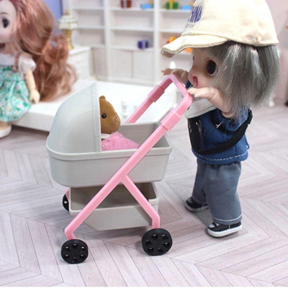 1:12 Dollhouse Baby Stroller Scene Decor Simulation Baby Bassinet Cart  Doll Accessories