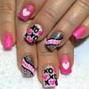 24 Pcs Lovely Heart Press On Nail Short False Nail  Valentines Day Acrylic Nail Glittering Heart Stick On Nail