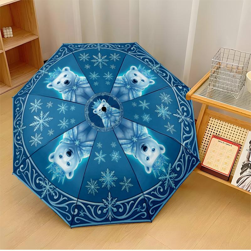 

Frost Queen Polar Bear Printed umbrella windproof folding umbrella portable sun and rain umbrella suitable for gifting
