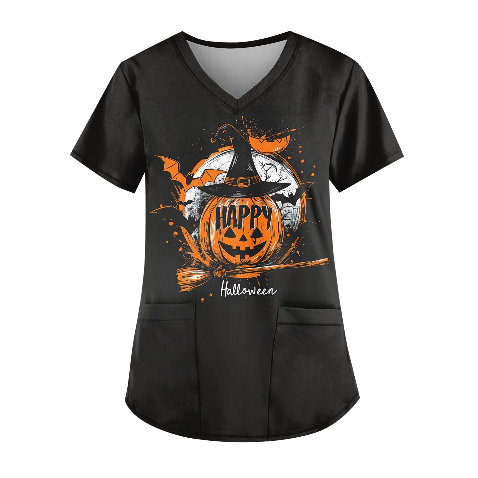 

Женские модные повседневные топы с v-образным вырезом и защитная спецодежда с принтом XL чёрный