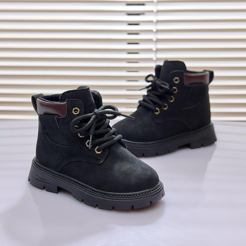 Autumn and Winter Fashion Children's Martin Boots, Girls' Boots, Boys' Cotton Boots, Fleece-lined Yellow Boots, Warm Cotton Shoes