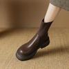 Krazing Pot Microfiber Autumn Winter Shoes Thick High Heels Flat Platform Size 43 Motorcycle Boots Knitwear Non-slip Ankle Boots