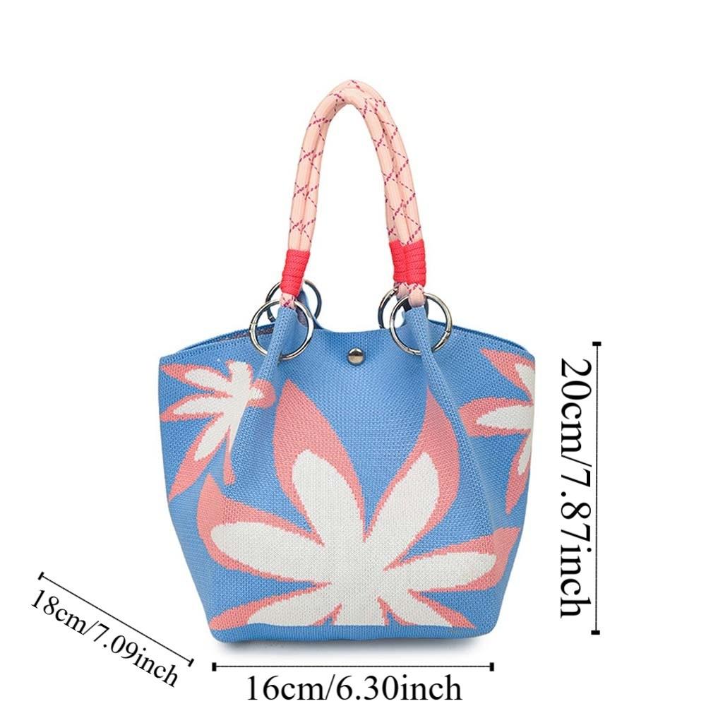 Stripe Women Knitted Handbag Sweet Floral Commuting Pouch High Quality Printed Small Bag  Shopping