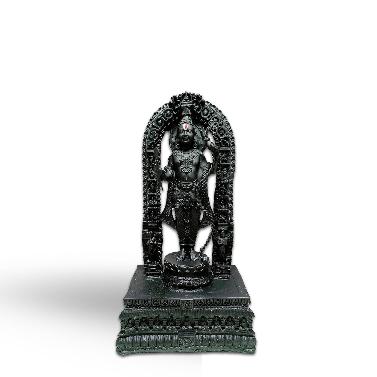 

Lord Ram Lalla Idol Black Marble Dust and Resin Figurine Idol Statue | Shri Ram Murti Showpiece for Mandir Home Decor (Height 9 Inches)
