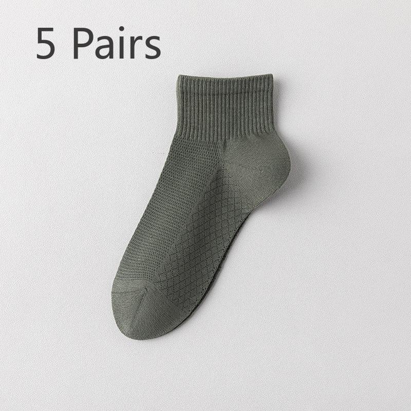 5 Pairs of Men's Summer Thin Cotton Antiodor 7a Antibacterial Student Sports Socks