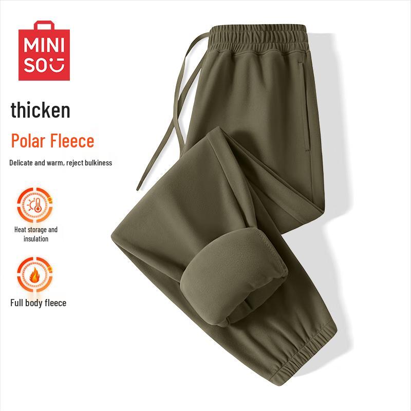 

MINISO Men s Fleece-Lined Casual Jogger Pants 2XL