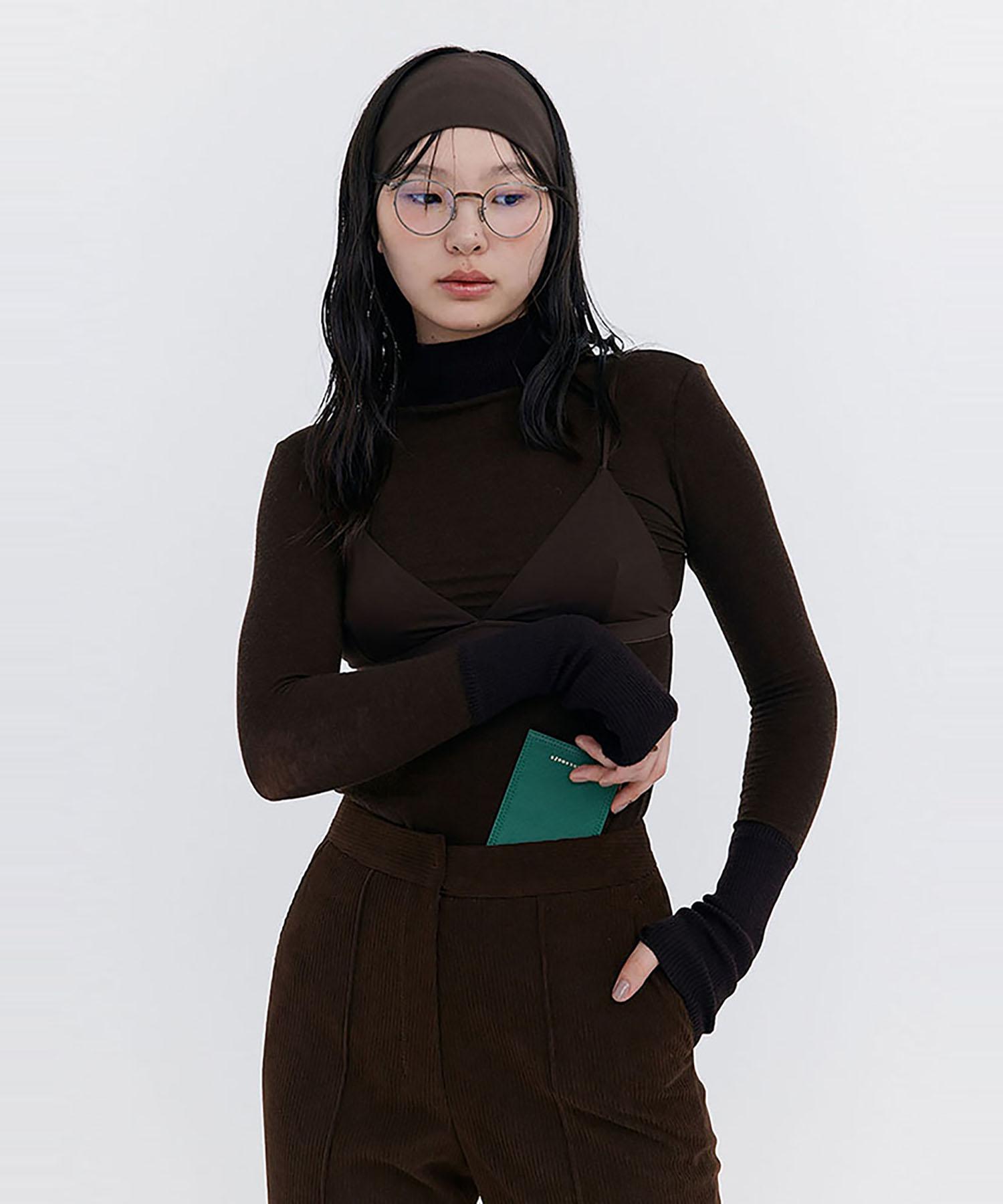 Bundercammer Knit Rib Half Turtleneck T-Shirt_Brown S