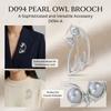 Pearl Decorated Owl Brooch Zinc Alloy Durable Anti-Corrosion White Gold Kc Gold Plated
