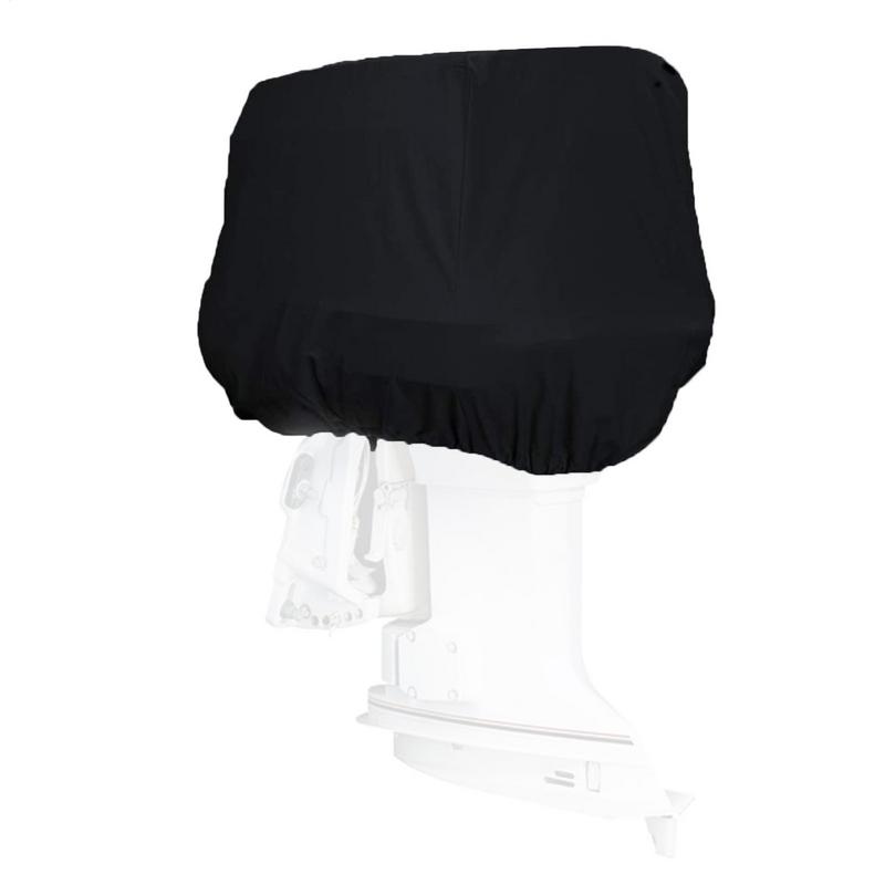 15-250 PS Volle Außenbordmotor-Bootsabdeckung 210D Wasserdichter, kratzfester, robuster Motorschutzmotor, schwarzer Bootsstoff