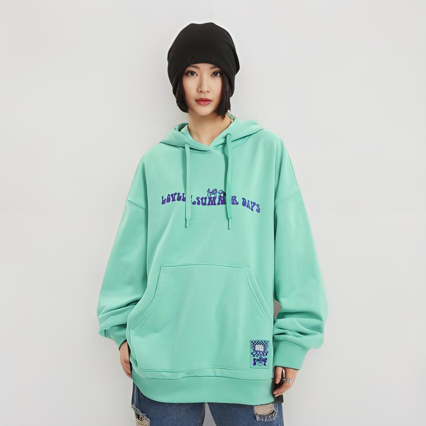 Li-Ning Badfive Subseries Checkered Letter Print Long Sleeve Hoodie Women Hoodie Ice-Green AWDS646-3