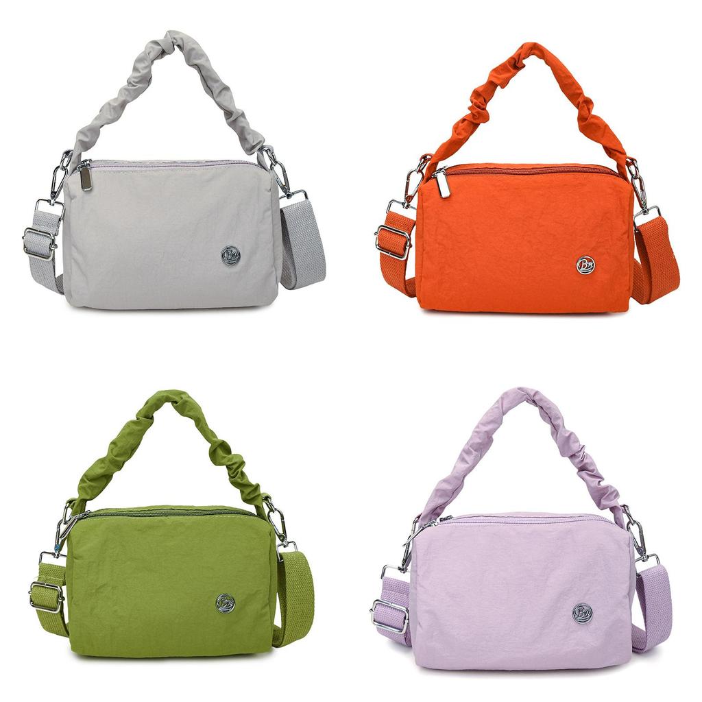 Nylon Boston Shoulder Bag With Zipper Closure For Daily Use