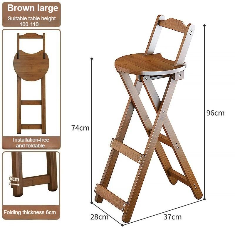 Bamboo Small Dining Chair  Foldable Art Stool Multi-Functional Bar Chair  Simple and Stable High Foot Stool