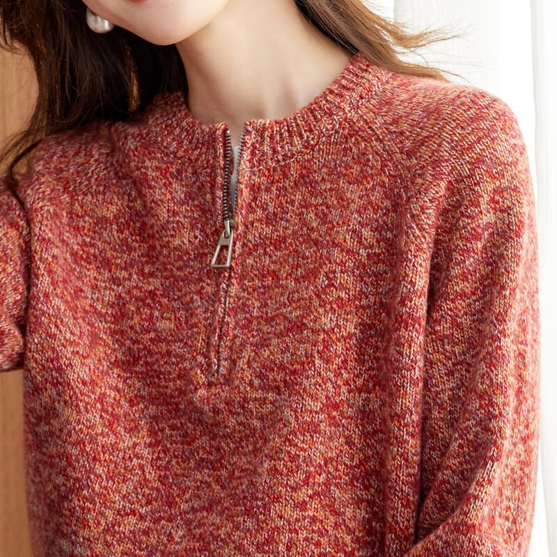 Srcr Women's Premium 100% Wool Half-Zip Knit Sweater