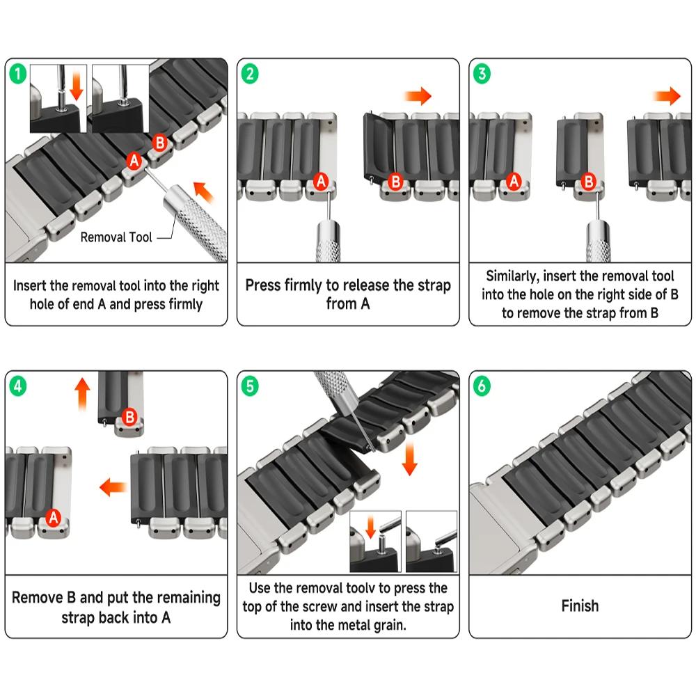 22mm Titanium Metal Band for Huawei Watch GT6Pro GT6 GT5/4 46mm Ultimate Luxury Rubber Strap For Amazfit Watch Balance Active 2