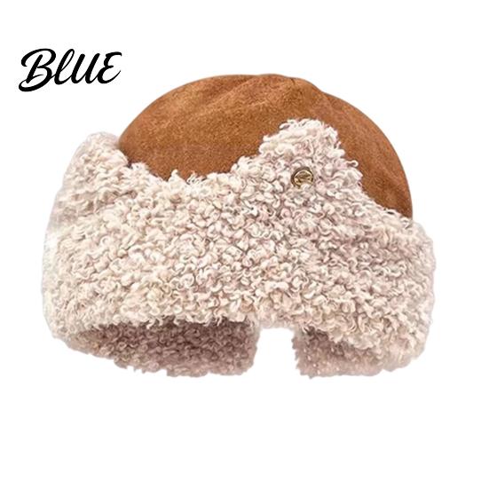 Cold Weather Hat Cat Ear Sherpa Fleece for Women Windproof Winter Protection Women Plush Hat Thick Warm Fuzzy Skull Cap Outdoor Cycling