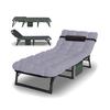 Chaise longue de jardin - Divit KL3 - Pliante - Matelas rembourré gris bleuté - Dossier 4 positions