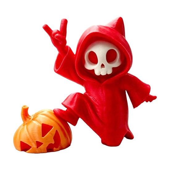 Halloween Ornament Ghost Pumpkin Figure 3D Matte Texture Printed красный