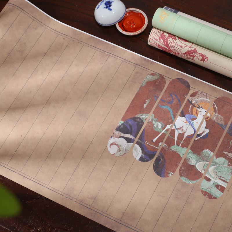 Batik Zen-Style Thickened Long Scroll Semi-Sized Xuan Paper for Calligraphy Practice and Examination
