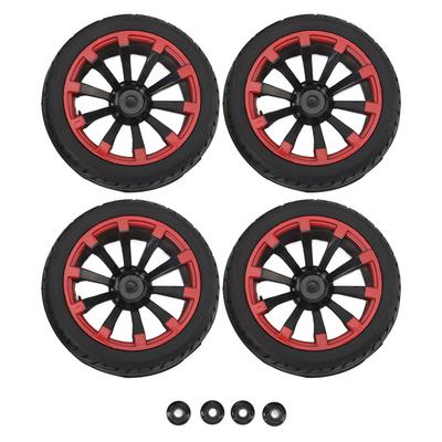 4 Peças Rodas Hexagonais de 12mm Pneus RC Escala 110 Pneus Off Road Banda de Rodagem em Forma de F Cubo de Roda com Anel Vermelho de 10 Furos