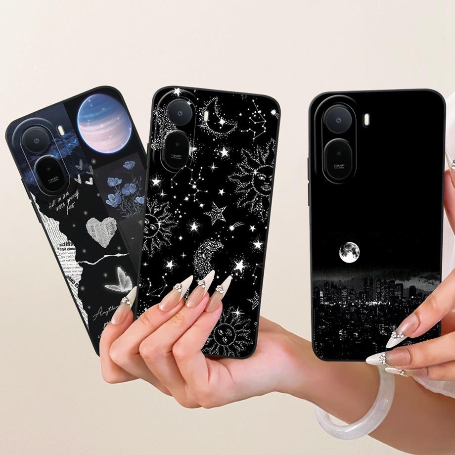 For Xiaomi Redmi A7 Pro Poco C85X Phone Case Floral Daisy Aesthetic Moon Nigth Bow Pattern Funda Soft Matte Silicone Back Cover